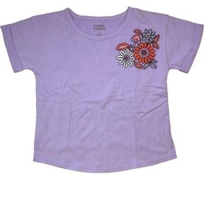 Harper Canyon Purple Short‎ Sleeve Tee Embroidered Flowers 5 New